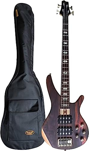 Bajo eléctrico de 4 cuerdas, kit de bajo P de tamaño completo para principiantes con pastilla humbucker pasiva activa, cuerpo de palisandro sólido para niños, niño y niña con bolsa de transporte