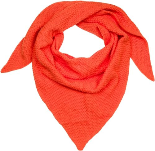 styleBREAKER Damen XXL Strick Dreieck Schal Einfarbig mit Reiskorn Strickmuster, Warmes Herbst Winter Maxi Dreieckstuch 01020048, Farbe:Koralle