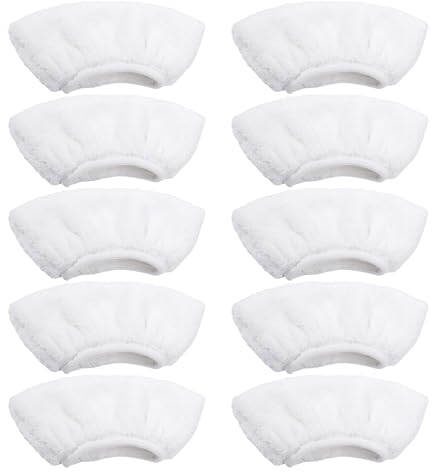 SLEEKEE 10-Teilige Mikrofasertuchbezüge, Dampfreiniger-Zubehör, Mopp-Schleiftuchbezüge, Lappen-Ersatzzubehör (Weiß)
