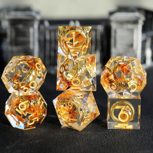 DND Würfel Set Herr der Ringe D4 D6 D8 D10 D% D12 D20 Handgefertigt Kunstharz Scharfkantige D&D Würfel für Dungeons und Dragons Pathfinder Rollenspiele Tischspiele RPG MTG Spiele mit Geschenkbox