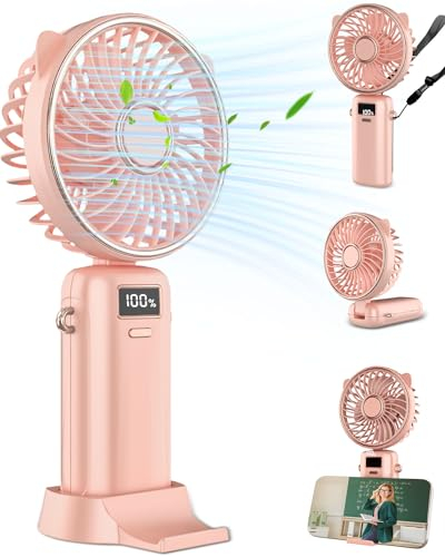 Kouric Tragbarer Mini-Ventilator mit Powerbank 4500 mAh, tragbarer USB-Ventilator, tragbar, 3 einstellbare Geschwindigkeiten, Handventilator für Reise/Büro/Outdoor