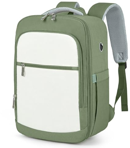 RuoSien Sac à Dos de Voyage Cabine 40x30x20 Compatible Ryanair avec Port USB Compartiment Antivol et Humide Pour Femme et Homme（Green,40x20x28）