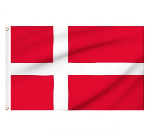 Denmark Flag 5ft x 3ft, Large Big Danish Flags with Brass Eyelets for Football Sports Events School Culture Day Party Outdoor Decorations
