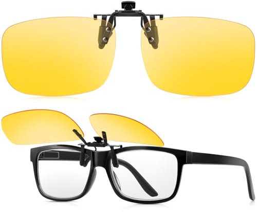 Clip-on Nachtfahrbrille-Nachtbrille zum Autofahren für Herren und Brillenträger-Polarisiert-Reduziert effektiv die Blendung von entgegenkommenden Scheinwerfern-HD Sichtglas(60 * 40mm)
