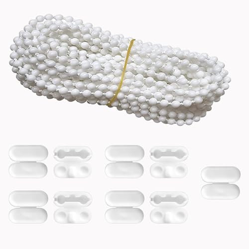 Roller Blind Cord, Roller Blind Chain Connectors, Roller Blind Chain, 1 Pcs 10 Meter Bead Chain 30 Bead Buckle Set for Roller Curtain, Roman and Vertical Blinds, Suitable for Room, Company, Office
