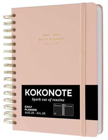 Kokonote Agenda escolar 2025 2026 Dia por pagina A5 Rosa Glossy - Agenda Universitaria Curso 2025 2026 | Con Pegatinas y Apartados funcionales : Para Estudiantes Instituto o Universidad