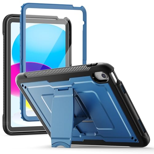 SEYMAC Custodia per iPad (A16) 11a/10a Generazione 2025/2022 (11/10,9 Pollici), Cover Protettiva Antiurto con Supporto Incorporato e Protezione Dello Schermo, Blu navy