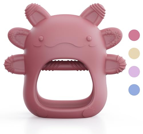 akolik Baby Teething Toy for 3-6-12 Months, Baby Teethers Toy Teething Ring Silicone, Grasping Teething Toy, BPA Free Teething Newborn Chew Toys (Red)