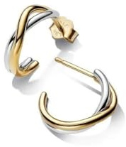 Pandora Essence Organisch Geformte Bicolor Offene Creolen-Ohrringe aus Sterling Silber mit 14 Karat vergoldeter Metalllegierung, 263880C00
