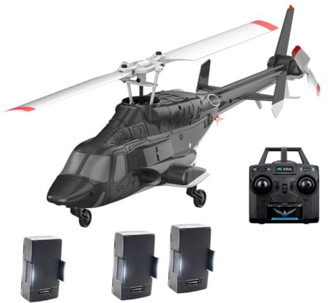 ENGINEMECH A61 - Helicóptero teledirigido 1:52 4 CH Flybarless Militar con Optical Flow & Altitude Hold, 2.4G Gyro Stabilized Avión 6G/3D Stunt Copter para Navidad Adultos