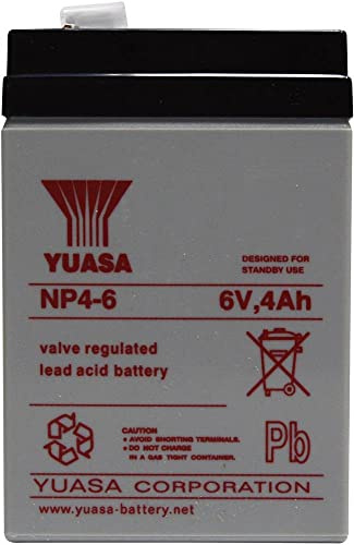 Yuasa NP4-6 Sealed Lead Acid (VRLA) 4000mAh 6V Rechargeable Battery