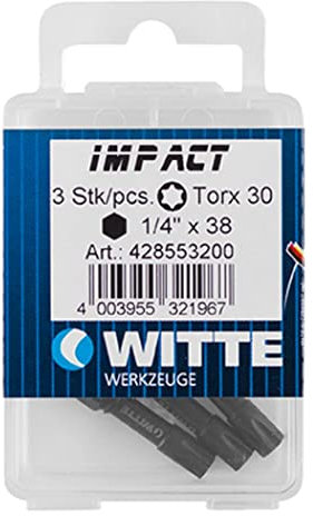 WITTE 428553 - Puntas de impacto en cajita de plástico - T 30/3 unidades/Largo mm.38 (E6,3)