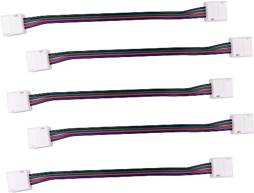 LitaElek 5pcs Conector Tira RGB 5050 Cable Extensión Cinta 4 Pines Conector Esquina Banda Para SMD 5050 Impermeable RGB Strip de 10mm de Ancho