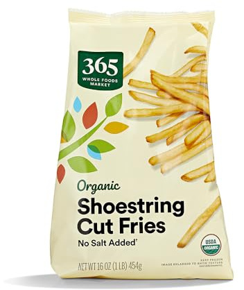 365 by Whole Foods Market, Organic Shoestring French Fries No Salt Added, 16 Ounce, (Frozen)