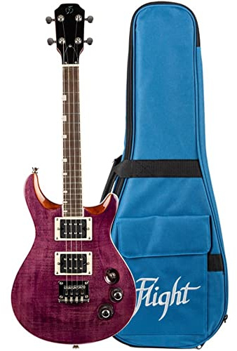Flight Vanguard Solid Body Transparent Purple Electric Ukulele