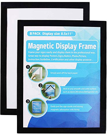 A4 Magnetic Display Frame,Self Adhesive Magnetic Paper Holder for License, Photos, Notices, Wall and Windows(Pack of 2,Black)