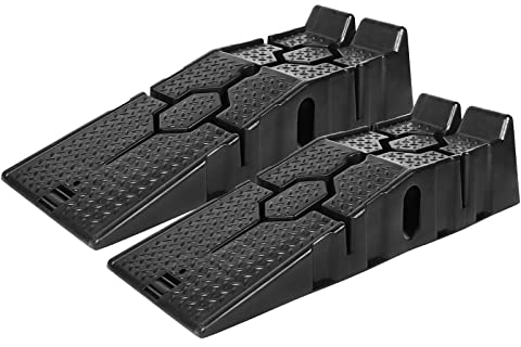 HENGMEI Set di rampe di carico in plastica, per auto, fino a 2,5 tonnellate, piattaforma sollevatore con protezione anti-attraversamento