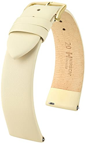 HIRSCH Toronto Uhrenarmband - Uhrband aus italienischem Leder für Damen- & Herren-Uhren - mit Werkzeug - Beige - 18 mm