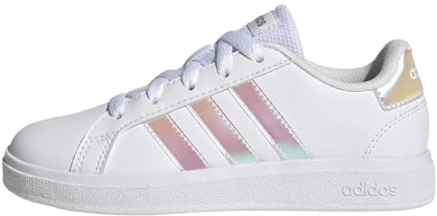 adidas Grand Court Lifestyle Lace Tennis Shoes Tennisschuhe, Cloud White/Iridescent/Cloud White, 34 EU