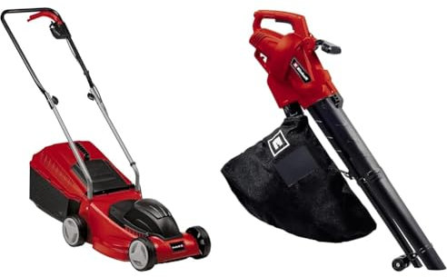 Einhell Cortacésped eléctrico GC-EM 1032, Color Rojo/Negro & Aspirador eléctrico de Hojas GC-EL 3024 E (aspiración/soplado, Tubo de aspiración Ø 75 mm