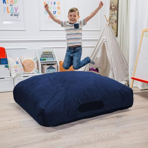 FoammaUSA Sensory Landing Pad – (48’’ X 48’’) (4 Ft X 4 Ft) – Filled with Foam Blocks for Autistic Kids, Soft Fabric & Washable Cover – Ideal for Kids and Adults to Jump, Play, or Relax