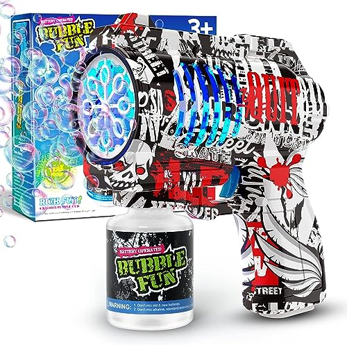 Bombble Automatische Seifenblasenpistole, Seifenblasenmaschine Gun Kinder 10000+ Blasen/Minute mit 130ML Seifenblasenlösung, Blasenspielzeug Geschenk für Kinder/Geburtstag/Party (2026G-Red)