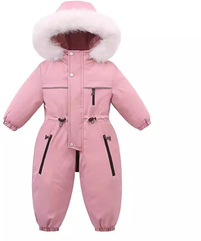 Combinaison de Neige Enfant Fille Barboteuses à Capuche Combinaison de Ski Hiver Tenues Combinaison de Ski Enfant Garçon à Capuche Imperméables Coupe-Vent pour 12mois-5ans