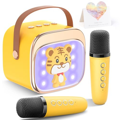 LUVTOY Karaoke Maschine mit 2 Mikrofonen：[Exklusive Anpassung] - Bluetooth Karaoke Mikrofon Kinder - Mikrofon für Mädchen 3-12 Jahre - Spielzeug ab 3-15 Jahre Junge - Ostergeschenke Mädchen Spielzeug