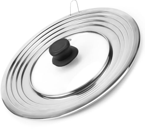 KXVXXV Coperchio universale per padelle 19/20/21/22/23/24/25/26/27/28/29/30/32 cm, coperchio universale in acciaio inox, coperchio in vetro universale, resistente al calore