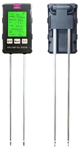 Gerbala Probador de Suelo 6 en 1, Medidor de Prueba de Suelo, Probador de Suelo para Fertilidad, Temperatura, luz, PH, Humedad del Suelo y Humedad Ambiental con Pantalla HD