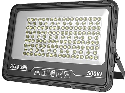 Flood Lights Outdoor, Led Reflector 200W 300W Floodlight Waterproof Powerful Construction Lamp 600W Street Spotlight Farm Stadium Square Projector ,for Forecourt, Backyard, Garages and More(3000K,500W