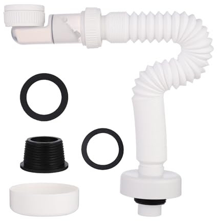 1/4 Inch Siphon,Siphon waschbecken,Space-Saving Siphon for the Bathroom, 360° Adjustable Siphon Sink, Drain Pipe with Odour Trap,Abflussrohr waschbecken