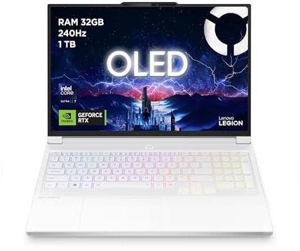 Lenovo Legion 7 Gaming Notebook OLED WQXGA 16 240Hz, NVIDIA GeForce RTX 5060 8GB, Intel Core Ultra 7 255HX, RAM 32GB, SSD 1T, Windows 11 Home, Tastiera RGB - Laptop Gaming Premium Alte Prestazioni