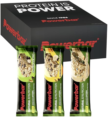 Powerbar - Natural Protein - Multiflavour Box - 12x40g - Barritas proteicas veganas - Sin aceite de palma - Ingredientes naturales