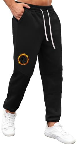 Pantalon Jogging Homme Hiver Doublé Polaire Thermique Chaud avec Cordon de Serrage et Poches Pantalon de Sport Décontracté