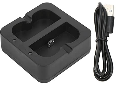 Culnflun Ring Battery Charger, dubbel laddare för videodörrklocka plastdörrbatterier med 2 laddningsportar svart laddningsstation för hemsäkerhet