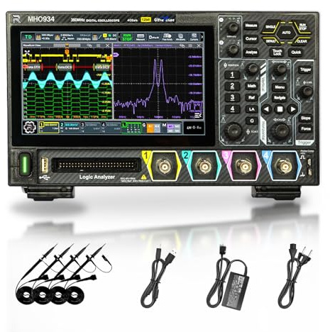 RIGOL MHO934 Osciloscopio Digital, 350MHz, 4GSa/s, 12-bit, 4+16 Canales, Wi-Fi & Bluetooth, Alimentación Type-C, AFG opcional, Ultraportátil