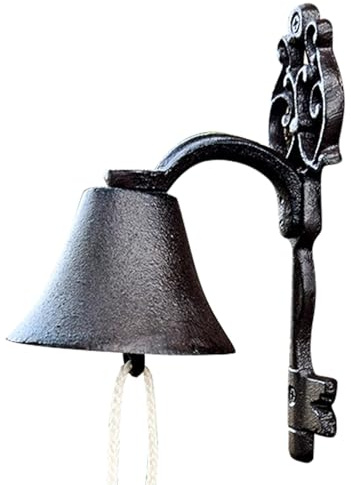 Campana de mesa colgante – hierro fundido antiguo, campanas de puerta rústicas de hierro, decoración de pared decorativa | Campana para interior y exterior, montaje en pared, para hogar, escuela