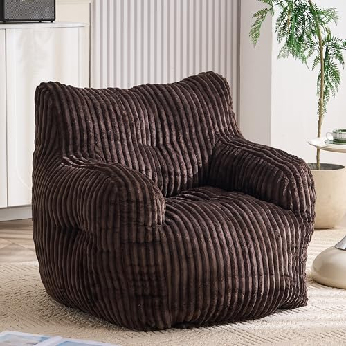kowdom sittsäck XXL 100 x 94 x 70 cm brun – manchestersittsäck med minnesskum, sittfåtölj och loungesoffa, 110 kg belastbar