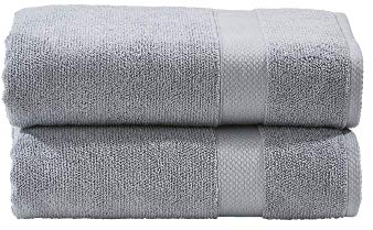 DONE Deluxe Handtücher 2er Set Zwirnfrotier Weich Hautfreundlich 100% Baumwolle Silber 50x100cm, 550gr/m²