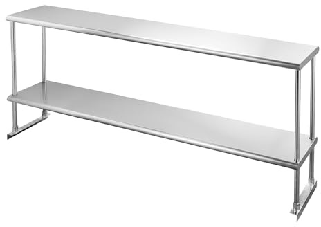 Hally Double Overshelf of Stainless Steel 12'' x 72'' Weight Capacity 420lb, Commercial 2 Tier Shelf for Prep & Work Table in Restaurant, Home or Kitchen