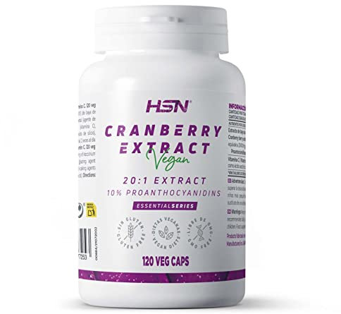 HSN Arándano Rojo 1000mg (10% Proantocianidinas) | 120 Cápsulas Vegetales | Equivalencia 20000mg de Baya por Dosis Diaria | Extracto 20x Veces Más Concentrado | No-GMO, Vegano, Sin Gluten