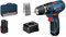 Bosch Professional 12V System Akku Schlagbohrschrauber GSB 12V-15 (inkl. 2x 2.0Ah Akku, Ladegerät GAL 12V-20, 25-tlg.-Bit-Set, Werkzeugtasche)