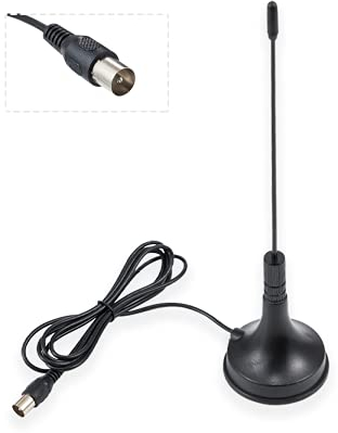 Vecys Antenne DVB-T HDTV pour Smart TV Antenne Numérique Intérieure 5dBi avec Base Magnétique Connecteur TV Mâle VHF UHF 1.5m Câble Coaxial RG174 pour DVD LCD Appareils DVB-T
