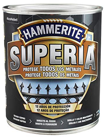Hammerite Superia Esmalte antioxidante al agua, Mate, Color Gris, 750 ml