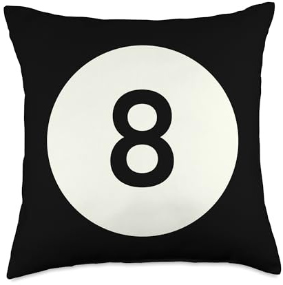Billiard ball number 8 black billiards game sport Throw Pillow