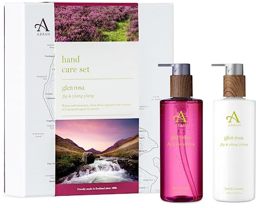 Arran Sense of Scotland Glen Rosa Hand Cream Gift Set for Women, Fig | Two 300ml Pump Bottles, Sweet Ylang Ylang and Green Leaf, Warm Sensual Fragrance, Presented in a Box
