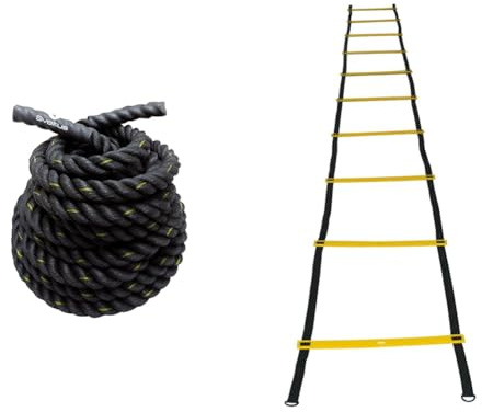 Battle rope L10 m Ø26 mm & Echelle d'agilité, jaune, 5m +