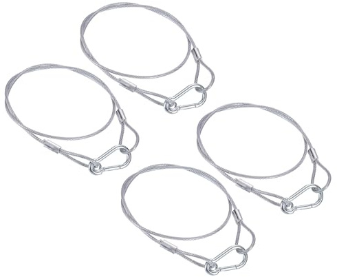 PATIKIL Säkerhetskabel i rostfritt stål, 80 cm (31,5 tum), 4-pack 3,3 mm flexibel säkerhetsvajer, rep, lås, dubbla öglor med krok för scenbelysning, bagage, silver