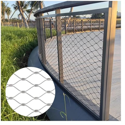Wzmazingly Edelstahl Gartenzaun Netz, Höhe 0,6m/0,8m/1m/1,2m Flexibel Maschendrahtzaun, Schlagfest Edelstahl-Seilnetz Sicherheitszaun(0.8x2m)